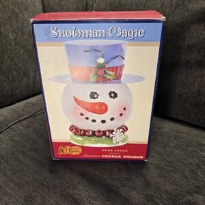 Cracker Barrel Snowman Magic Candle Holder 1990s Vintage